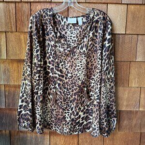 EUC Chico's Animal Print Glamour Louise Long Sleeve Top - Women's 16 (Chico's 3)
